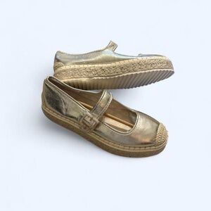 Steve Madden Elisa Mary Jane Espadrille Youth‎ 5 Gold Metallic New
